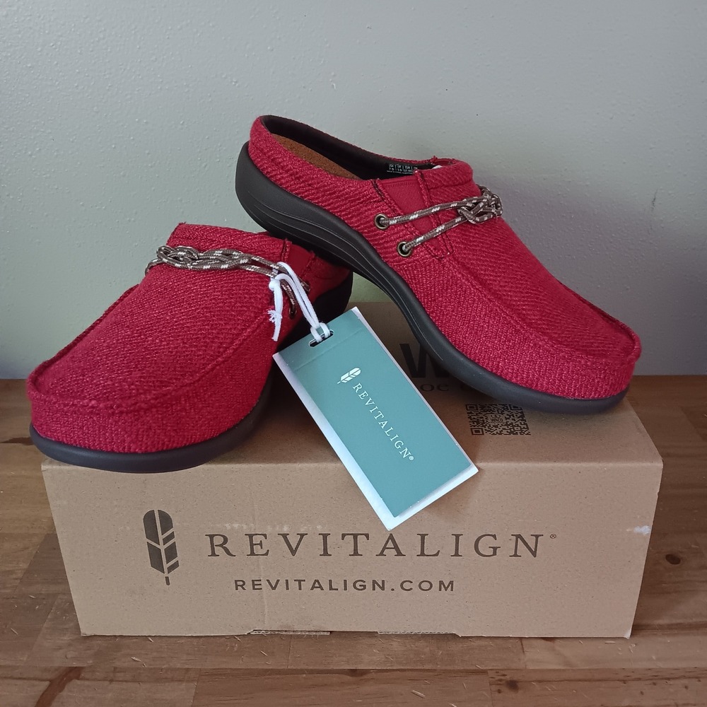 Revitalign Siesta Slide Carrick Women 7D Red New Orthotic Comfort Mules RV1183